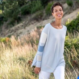 MERSEA Camden Stripe Traveler Sweater Blue White One Size Vacation Coastal OS